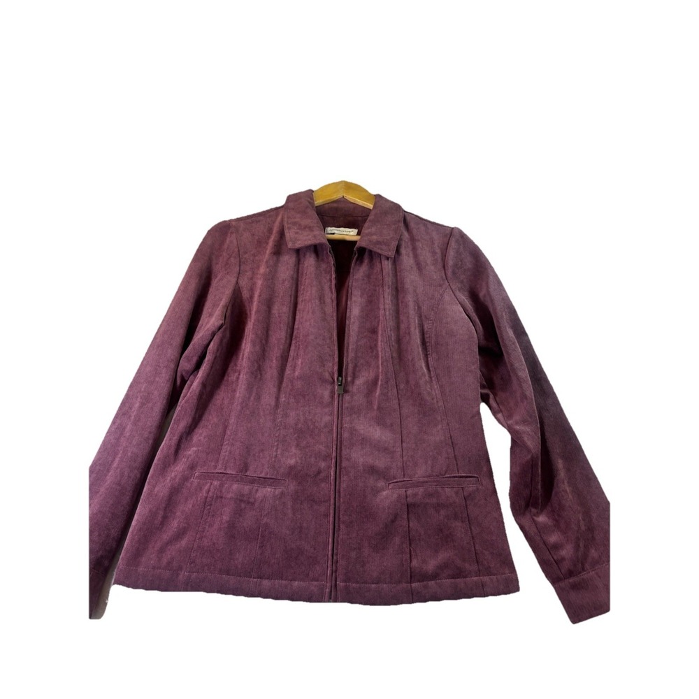 Christopher & Banks Women's Med Mauve Jacket Faux Suede Full Zip